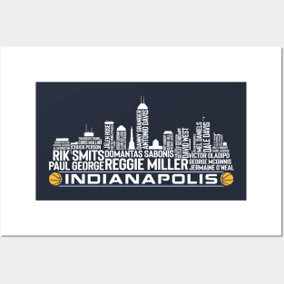 Indiana Basketball Team All Time Legends, Indianapolis City Skyline Posters and Art